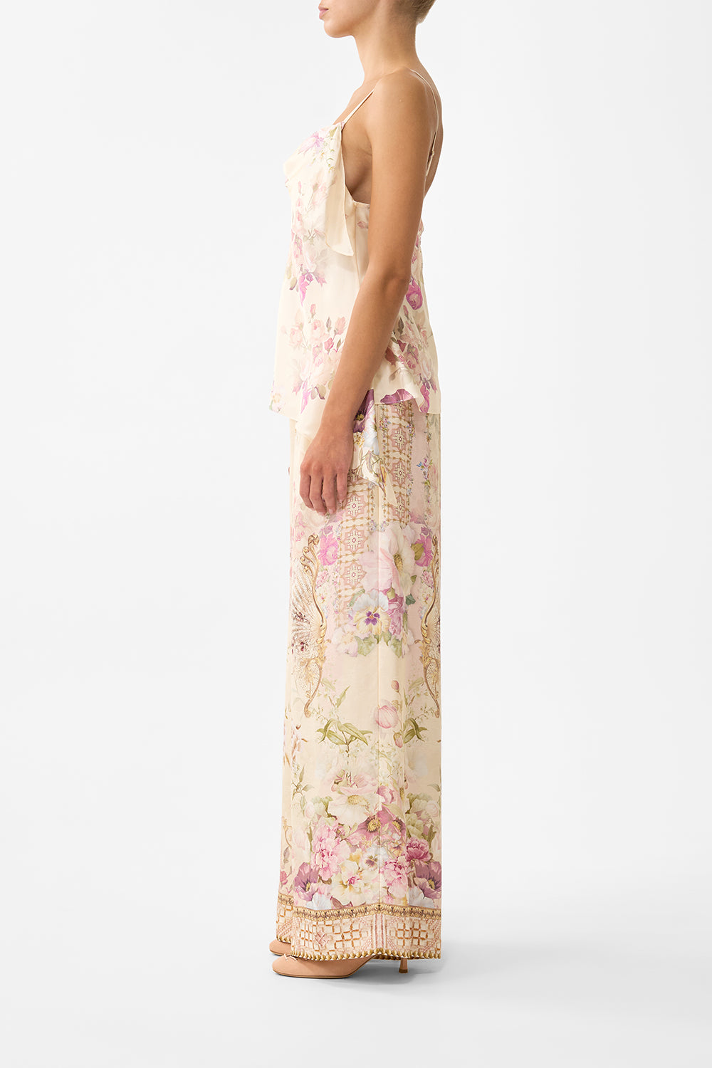 The CAMILLA ASYMMETRIC DRAPED TOP ADORNED IN ARANJUEZ