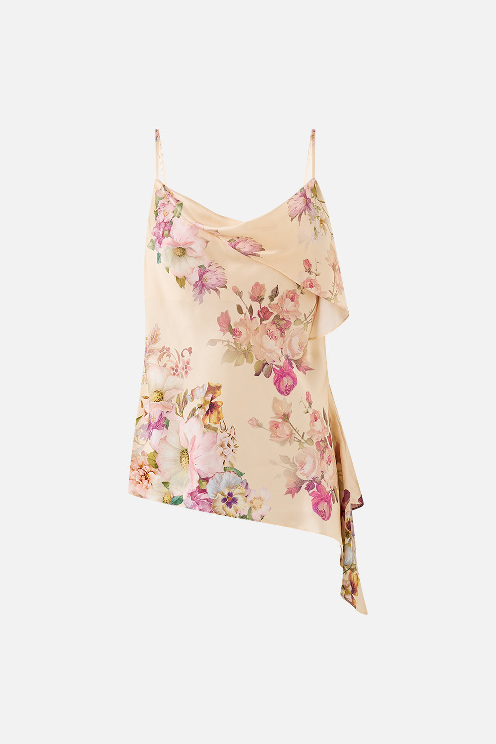 The CAMILLA ASYMMETRIC DRAPED TOP ADORNED IN ARANJUEZ