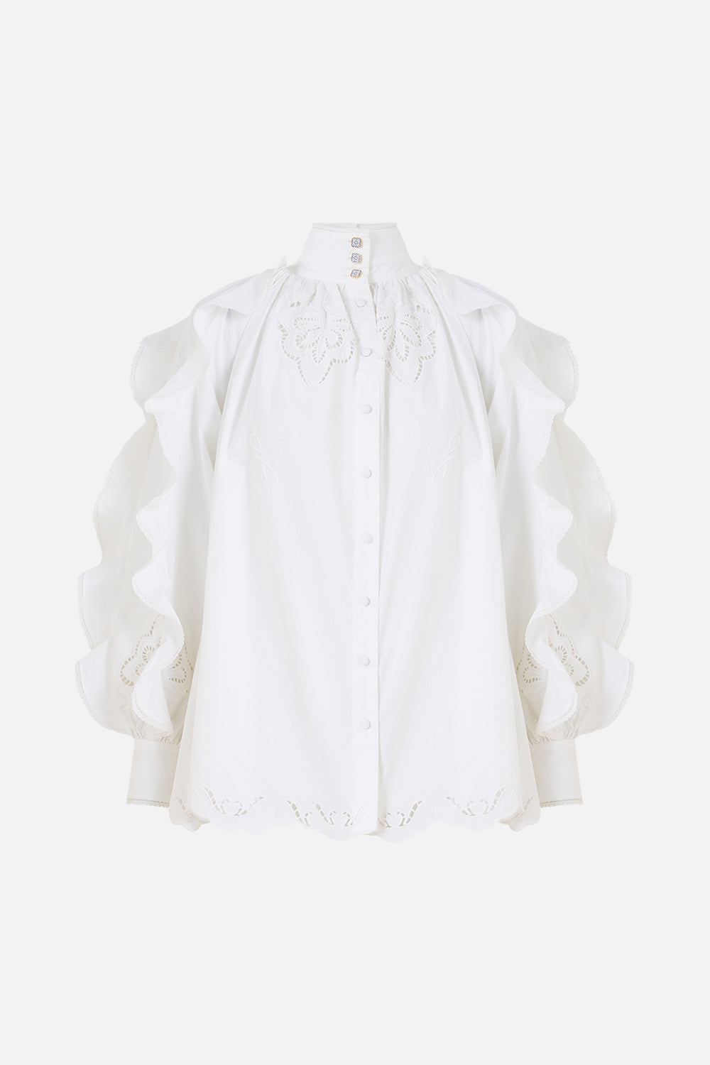 The A Tiled Wonderland Relaxed Blouse With Frill Sleeve Detail