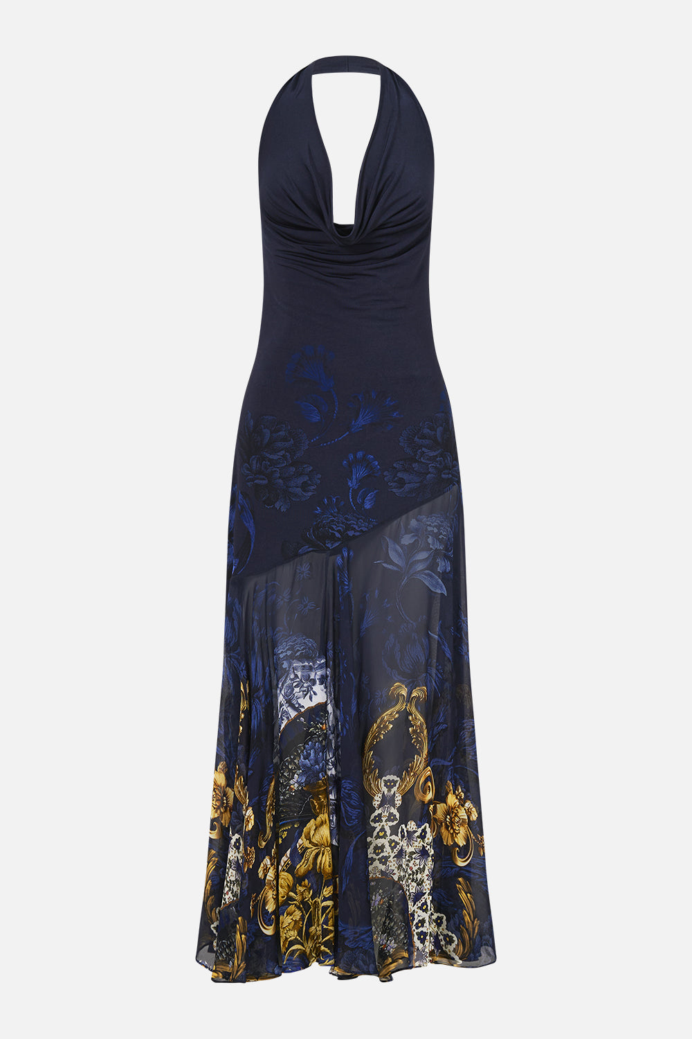 COWL NECK HALTER DRESS NOTES FROM THE BLUE ROOM