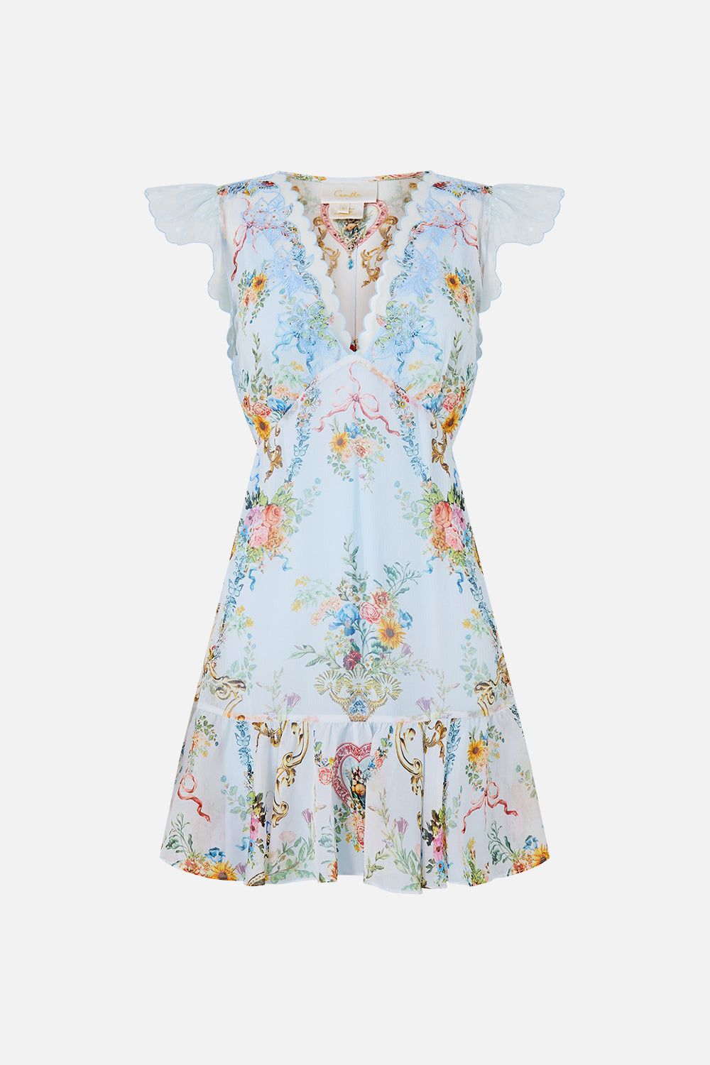 The CAMILLA RUFFLE SLEEVE SHORT DRESS SEVILLE SWEETHEART