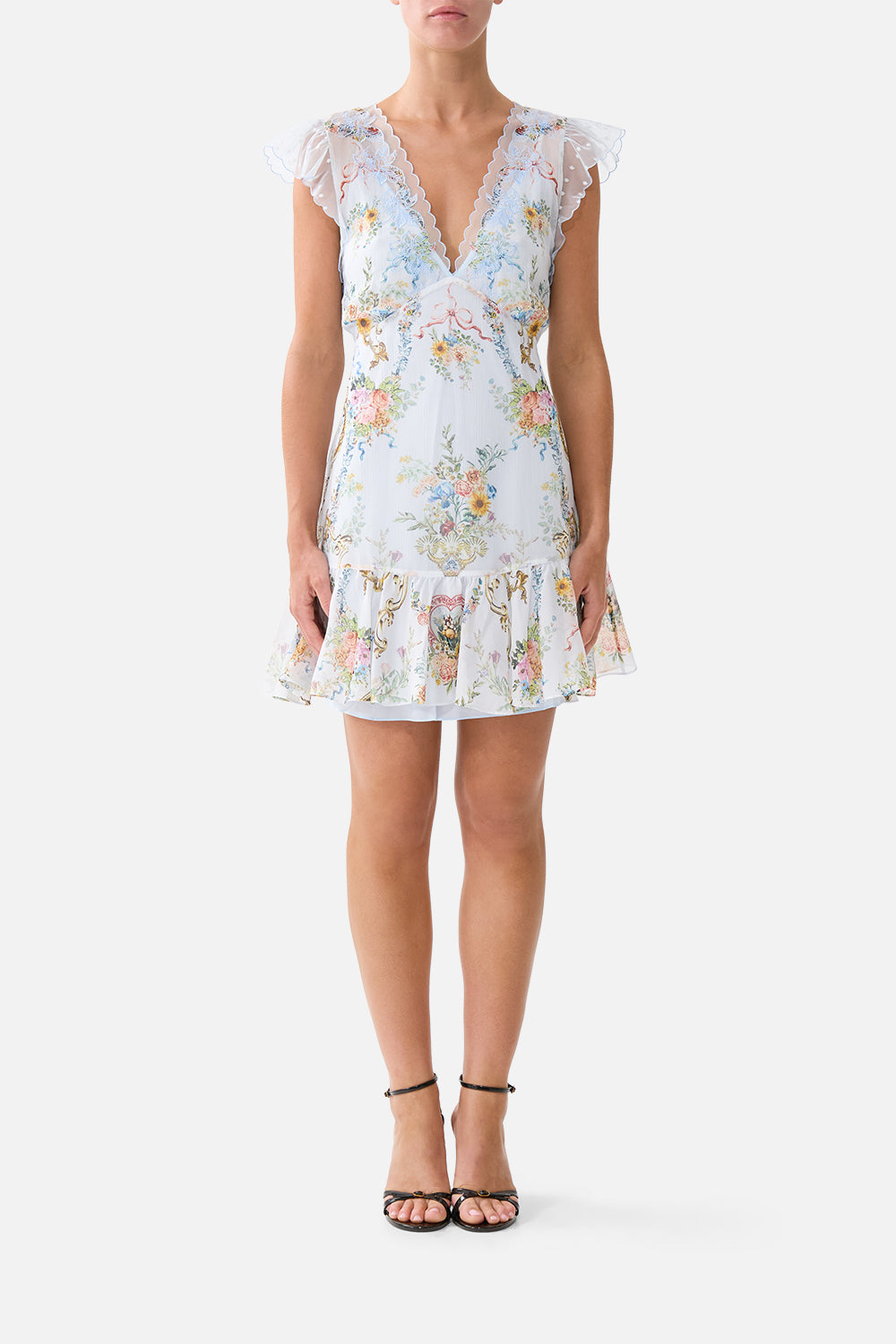 RUFFLE SLEEVE SHORT DRESS SEVILLE SWEETHEART