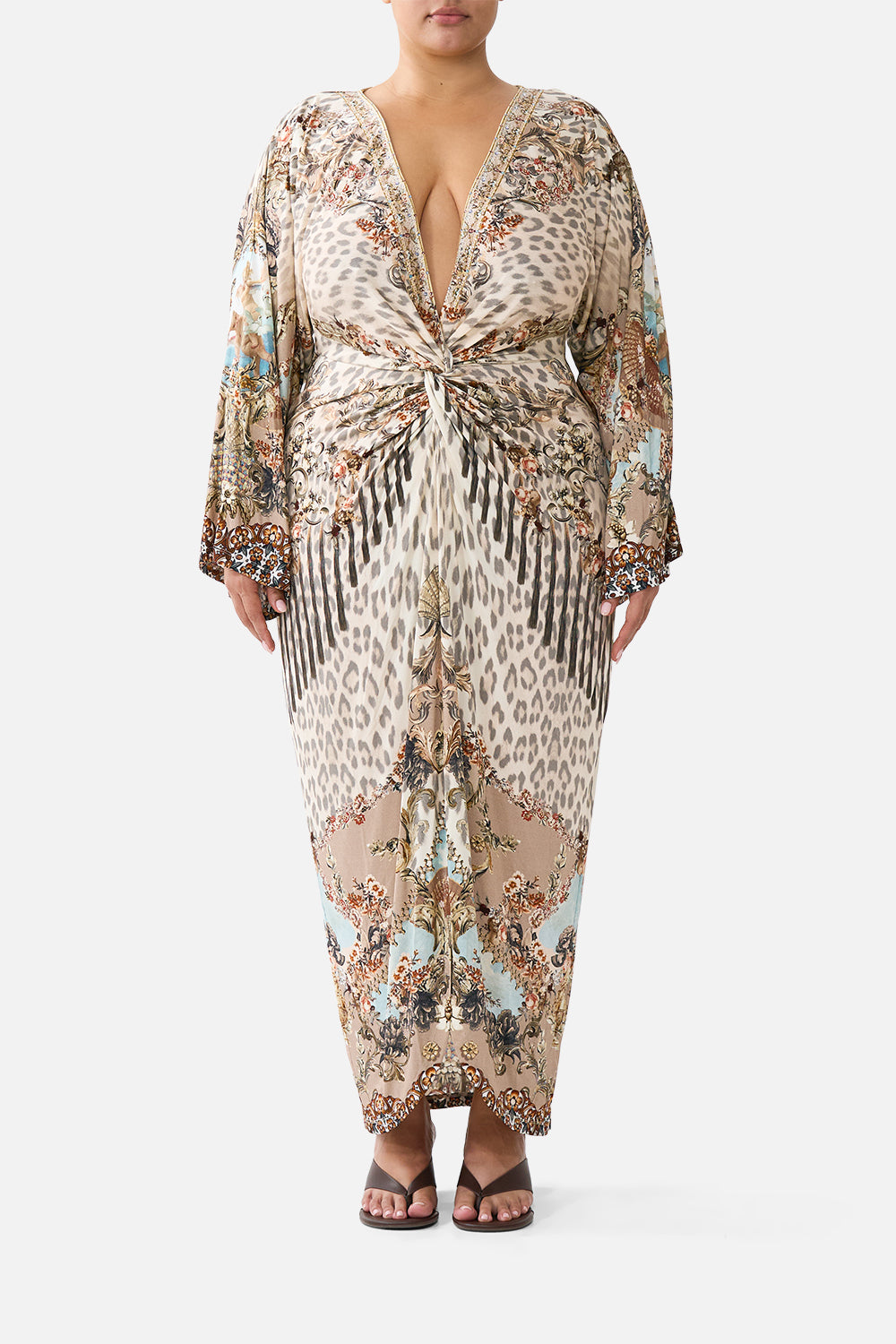 LONG SPLIT FRONT TWIST DRESS ARANJUEZ ANIMALIA