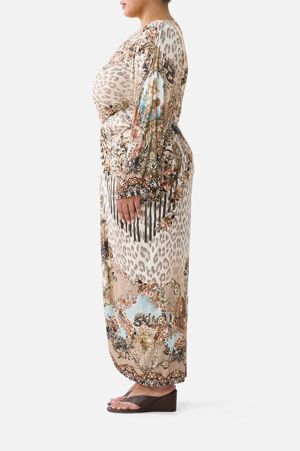 LONG SPLIT FRONT TWIST DRESS ARANJUEZ ANIMALIA