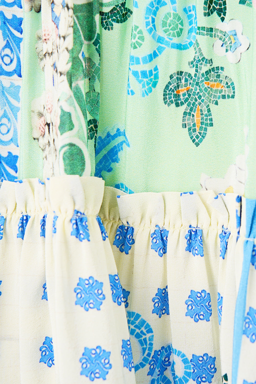 TIERED SHORT DRESS WITH SHOULDER TIES MIDSUMMER MOSAICS