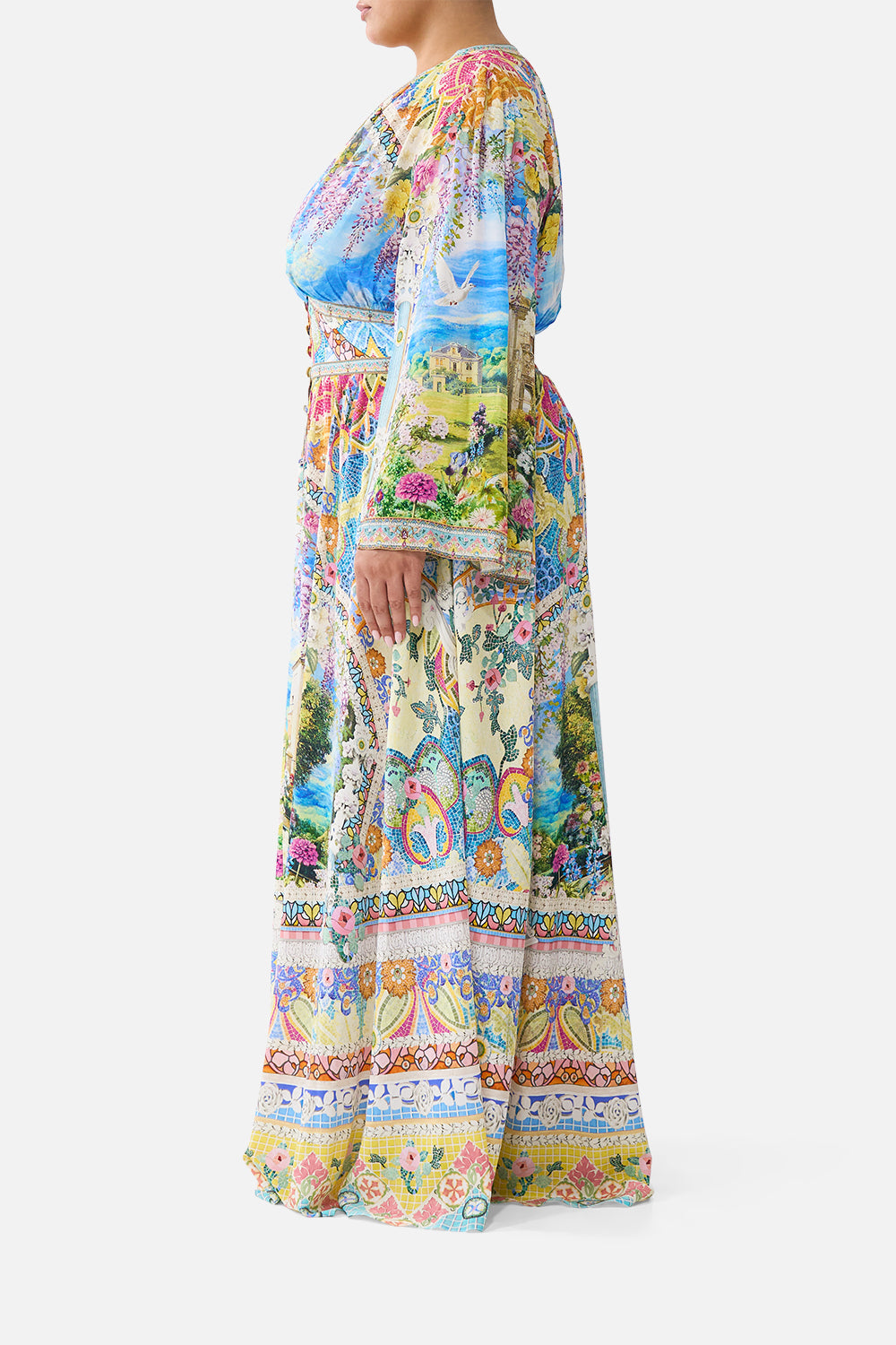 The CAMILLA KIMONO SLEEVE DRESS WITH SHIRRING DETAIL NAVÀS NOUVEAU