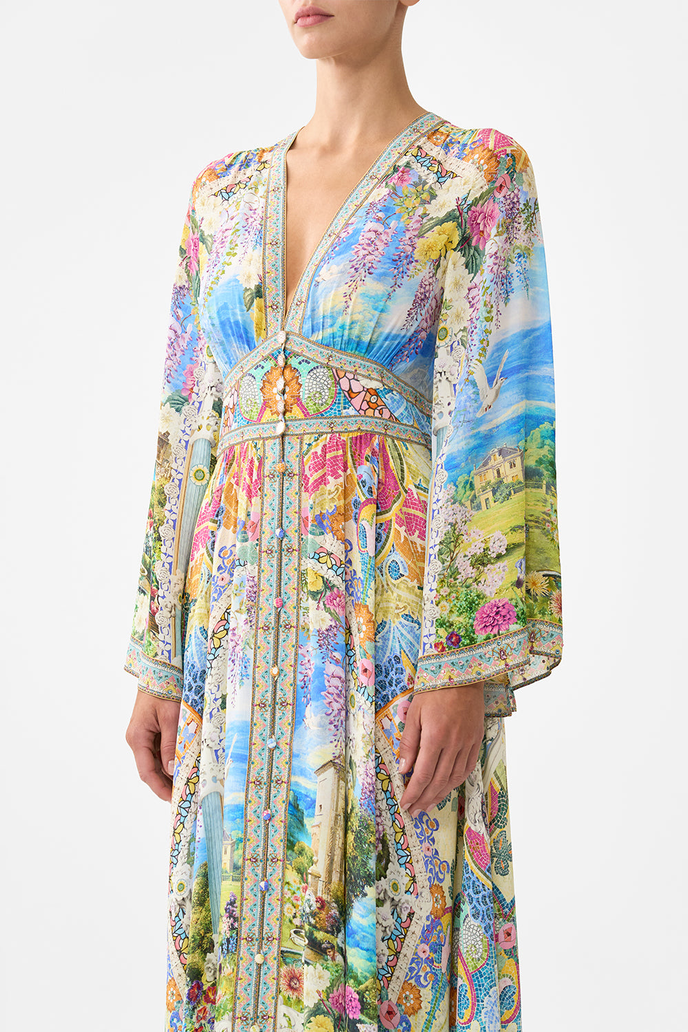 The CAMILLA KIMONO SLEEVE DRESS WITH SHIRRING DETAIL NAVÀS NOUVEAU