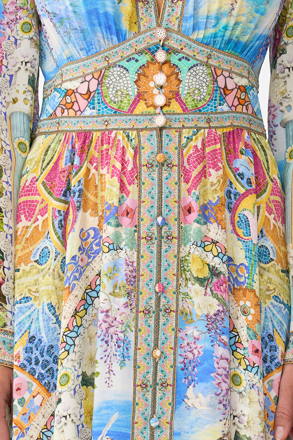 The CAMILLA KIMONO SLEEVE DRESS WITH SHIRRING DETAIL NAVÀS NOUVEAU