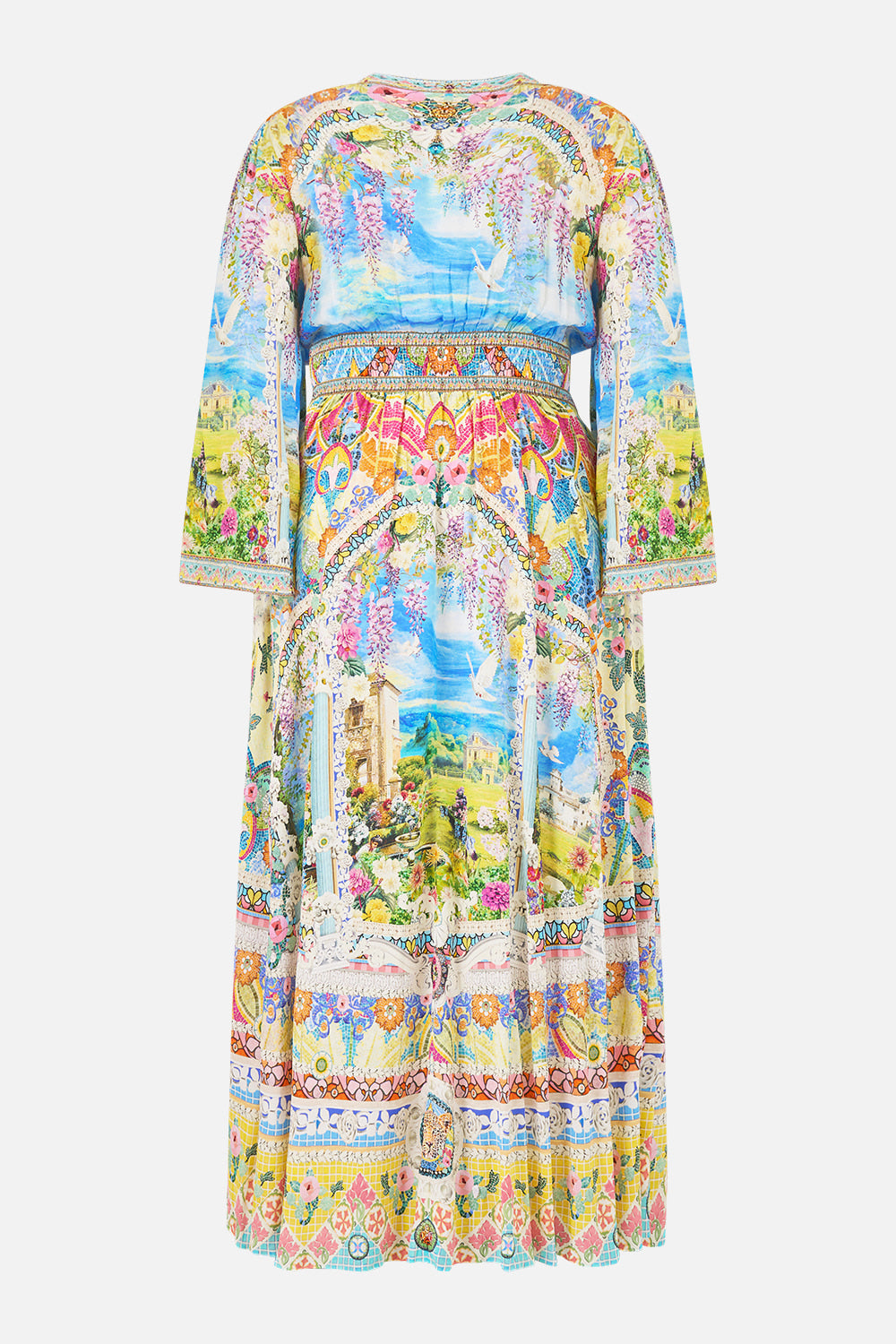 The CAMILLA KIMONO SLEEVE DRESS WITH SHIRRING DETAIL NAVÀS NOUVEAU