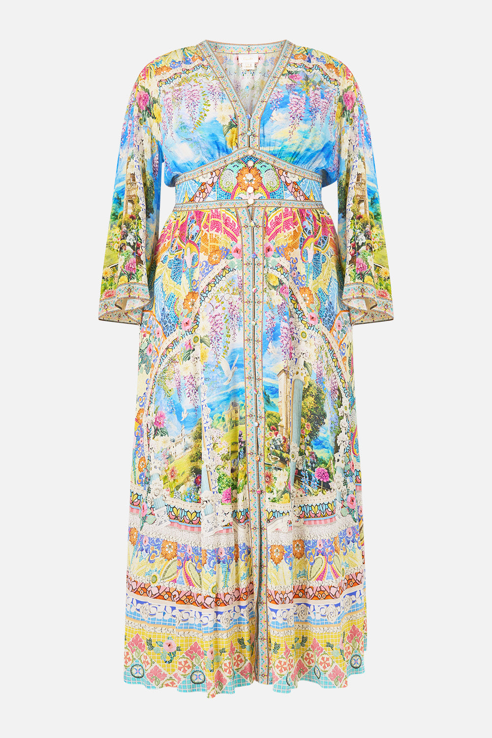 The CAMILLA KIMONO SLEEVE DRESS WITH SHIRRING DETAIL NAVÀS NOUVEAU
