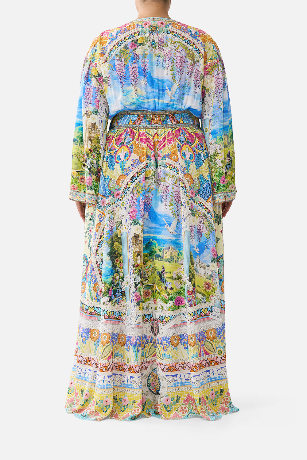 The CAMILLA KIMONO SLEEVE DRESS WITH SHIRRING DETAIL NAVÀS NOUVEAU