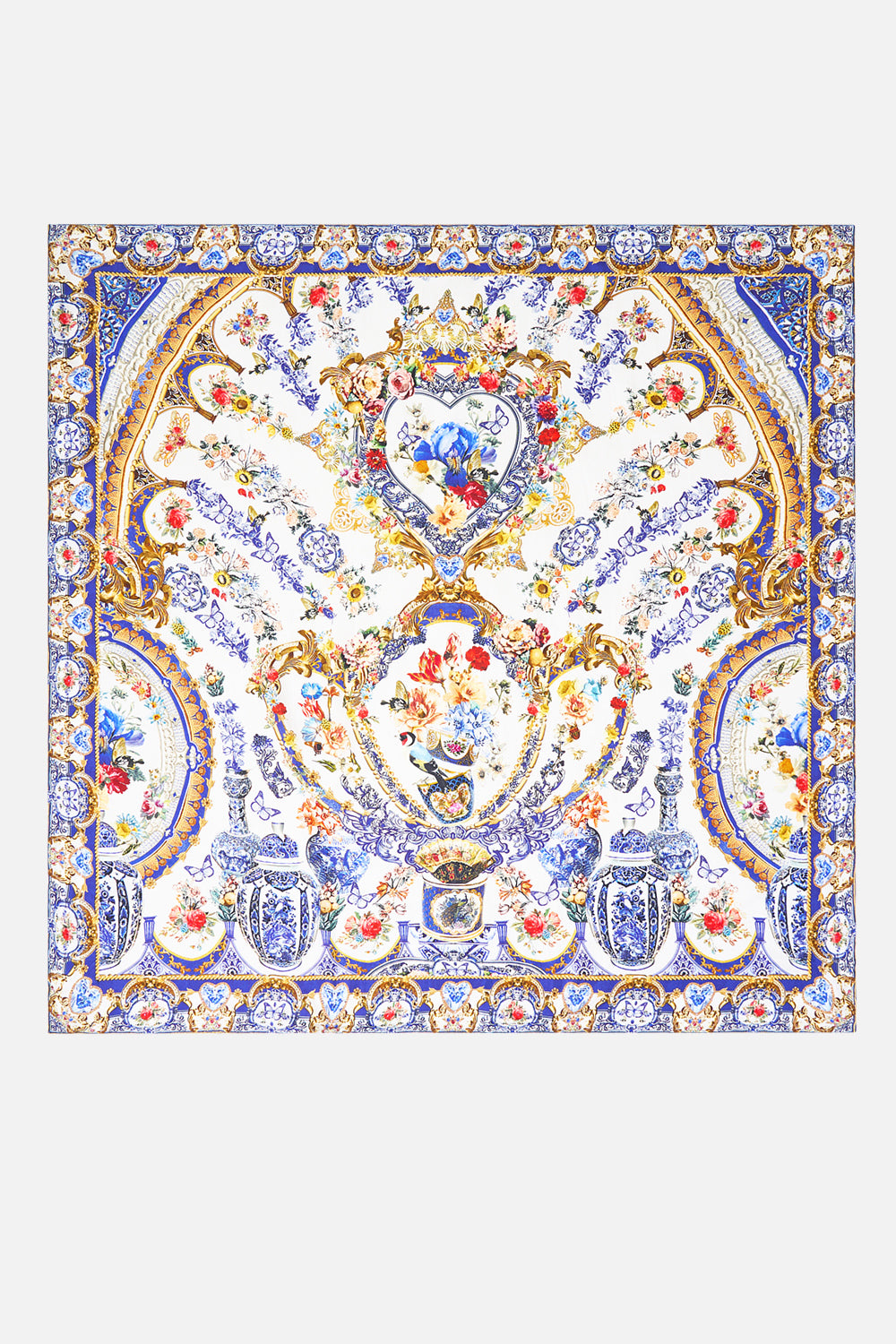 LARGE CRYSTALLED SILK SQUARE SCARF THE POTTERY PARLOUR