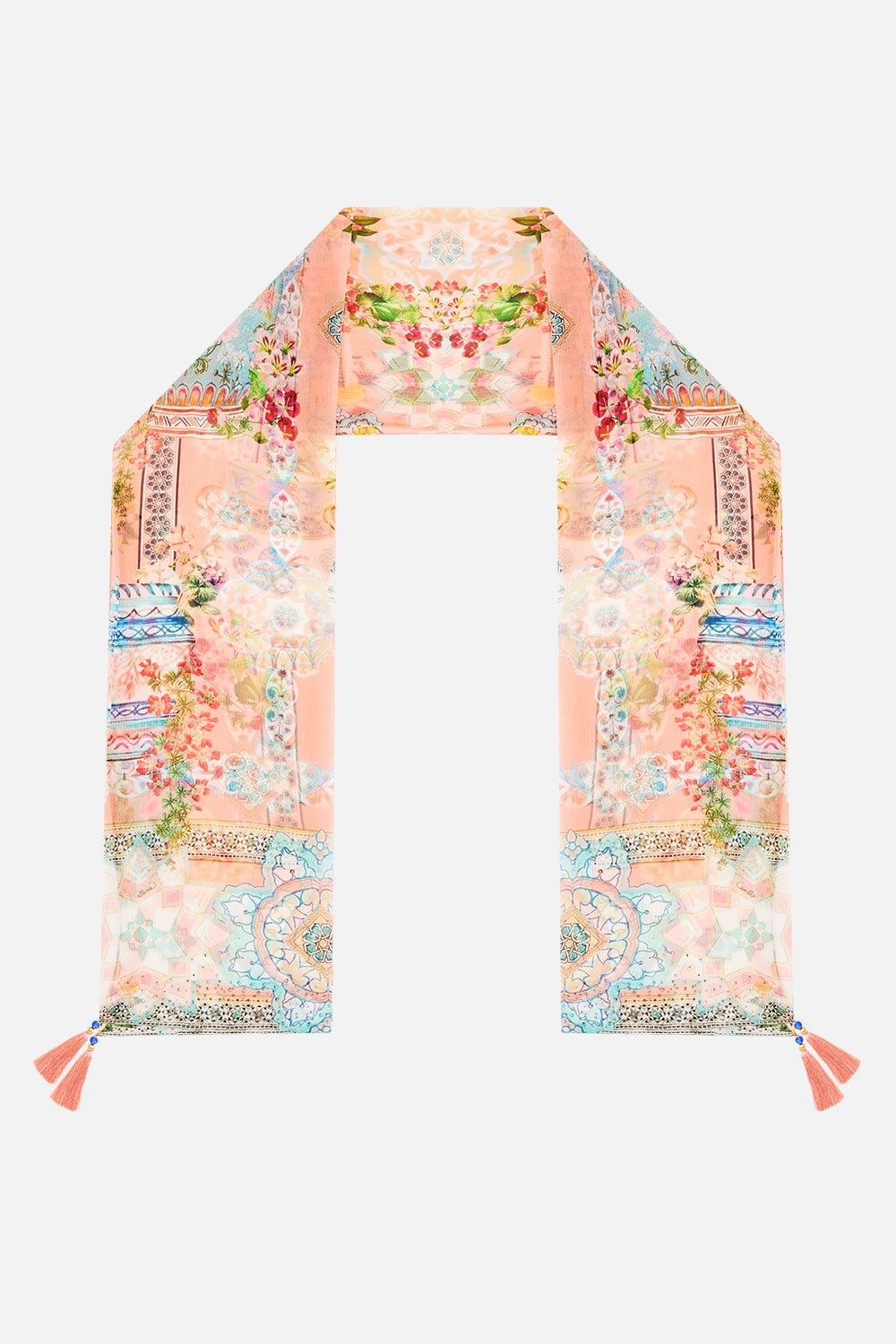 The CAMILLA LONG SILK CRINKLE CHIFFON SCARF MEET ME IN MALLORCAMEET ME IN MALLORCA