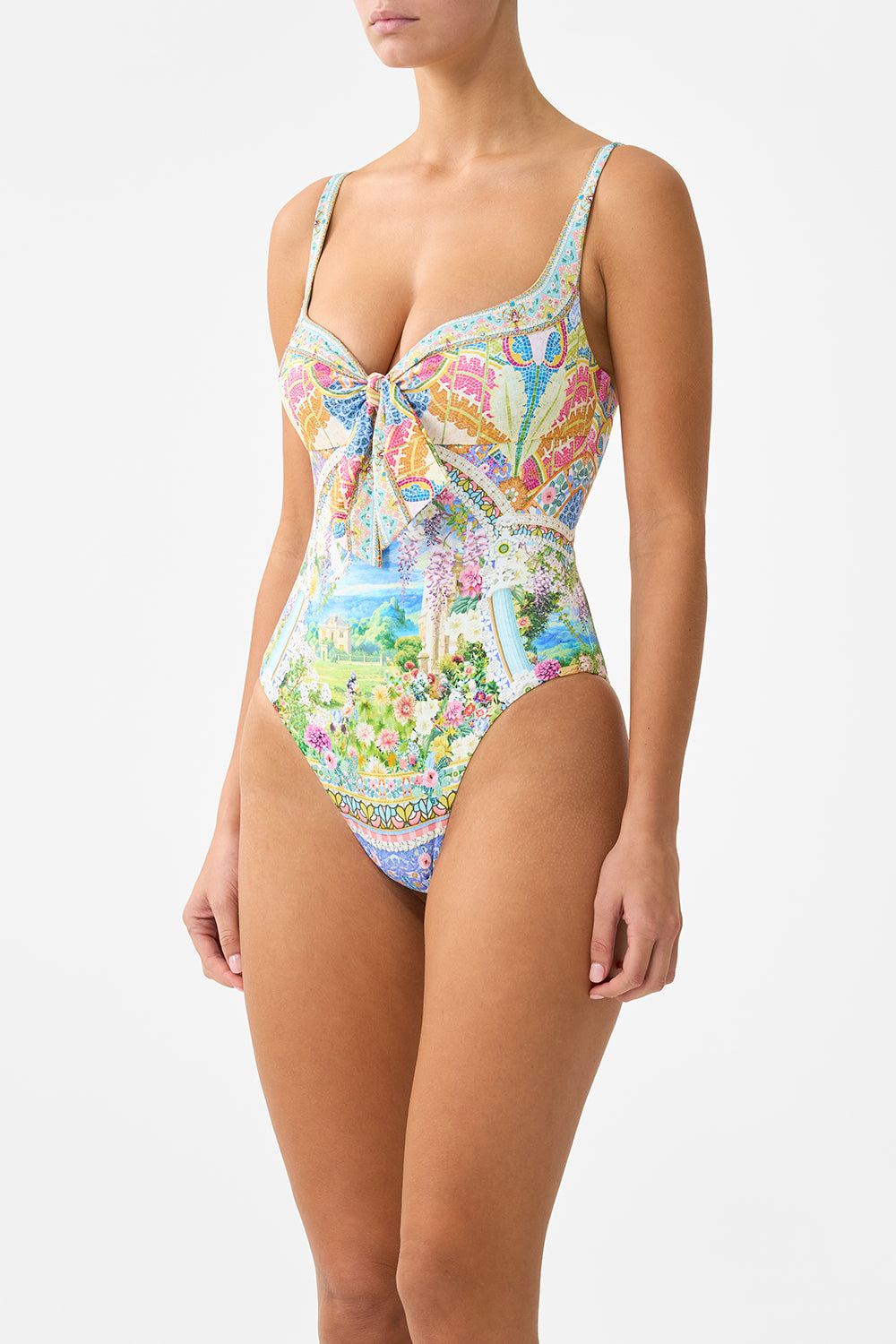 The CAMILLA SWEETHEART NECK ONE PIECE WITH TIE FRONT NAVÀS NOUVEAU