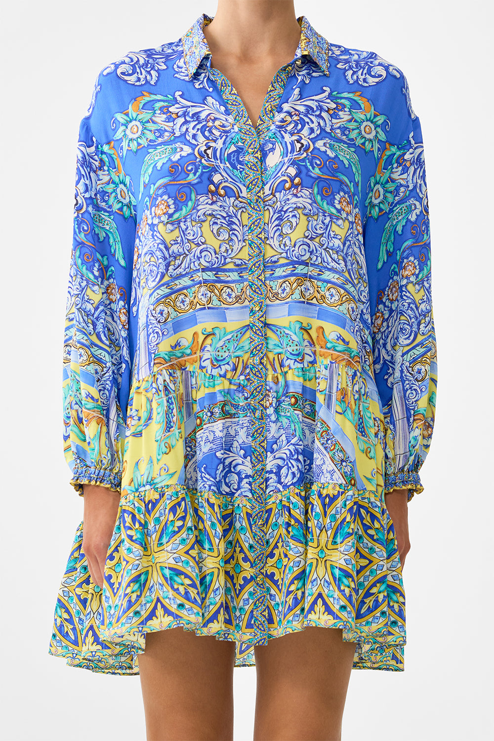 LONG SLEEVE TIERED SHORT DRESS BENEATH THE ANDALUSIAN SUN