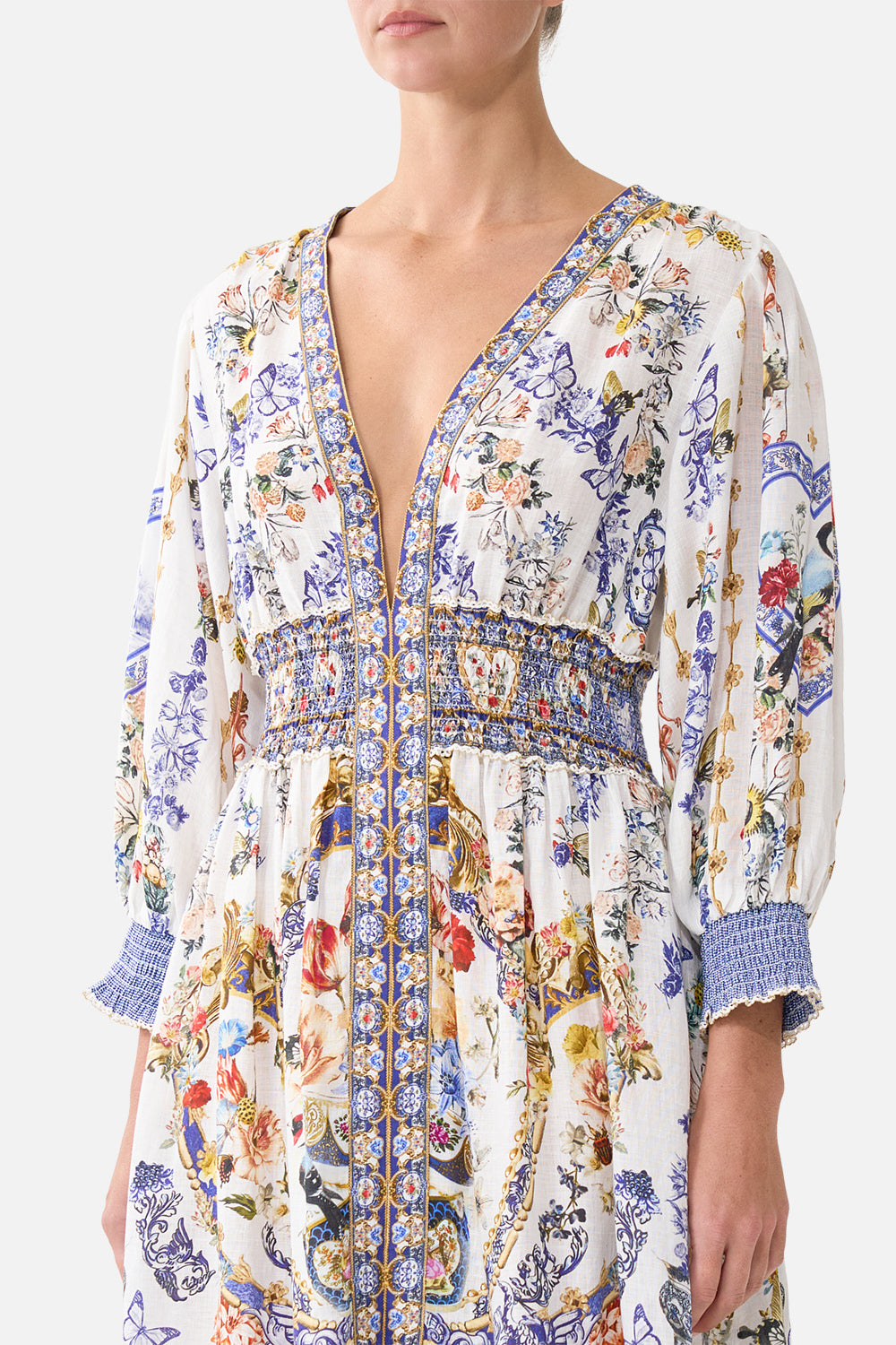 SHIRRED WAISTBAND LONG DRESS THE POTTERY PARLOUR