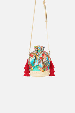 TIE TOP BUCKET BAG WITH TASSELS MEET ME IN MALLORCA