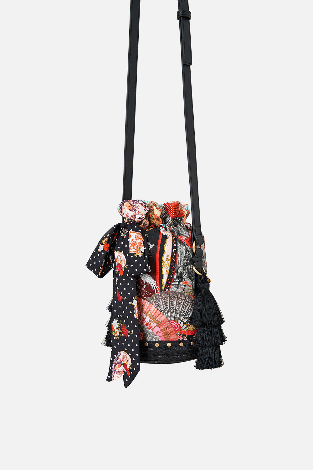 TIE TOP BUCKET BAG WITH TASSELS DAUGHTERS OF DUENDE