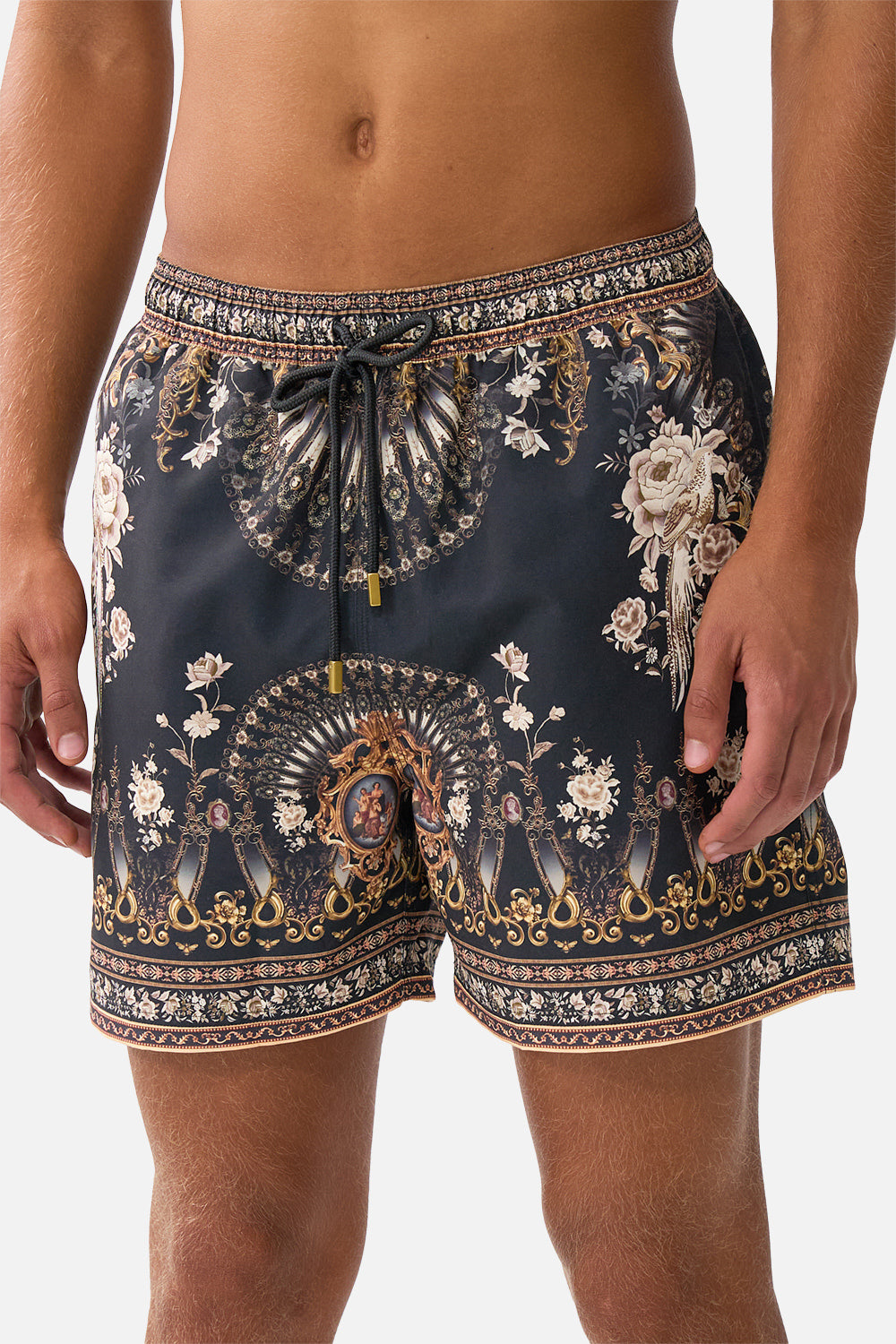The CAMILLA MID LENGTH BOARDSHORT WITH ELASTIC WAIST FLAMENCO FOLKLORE