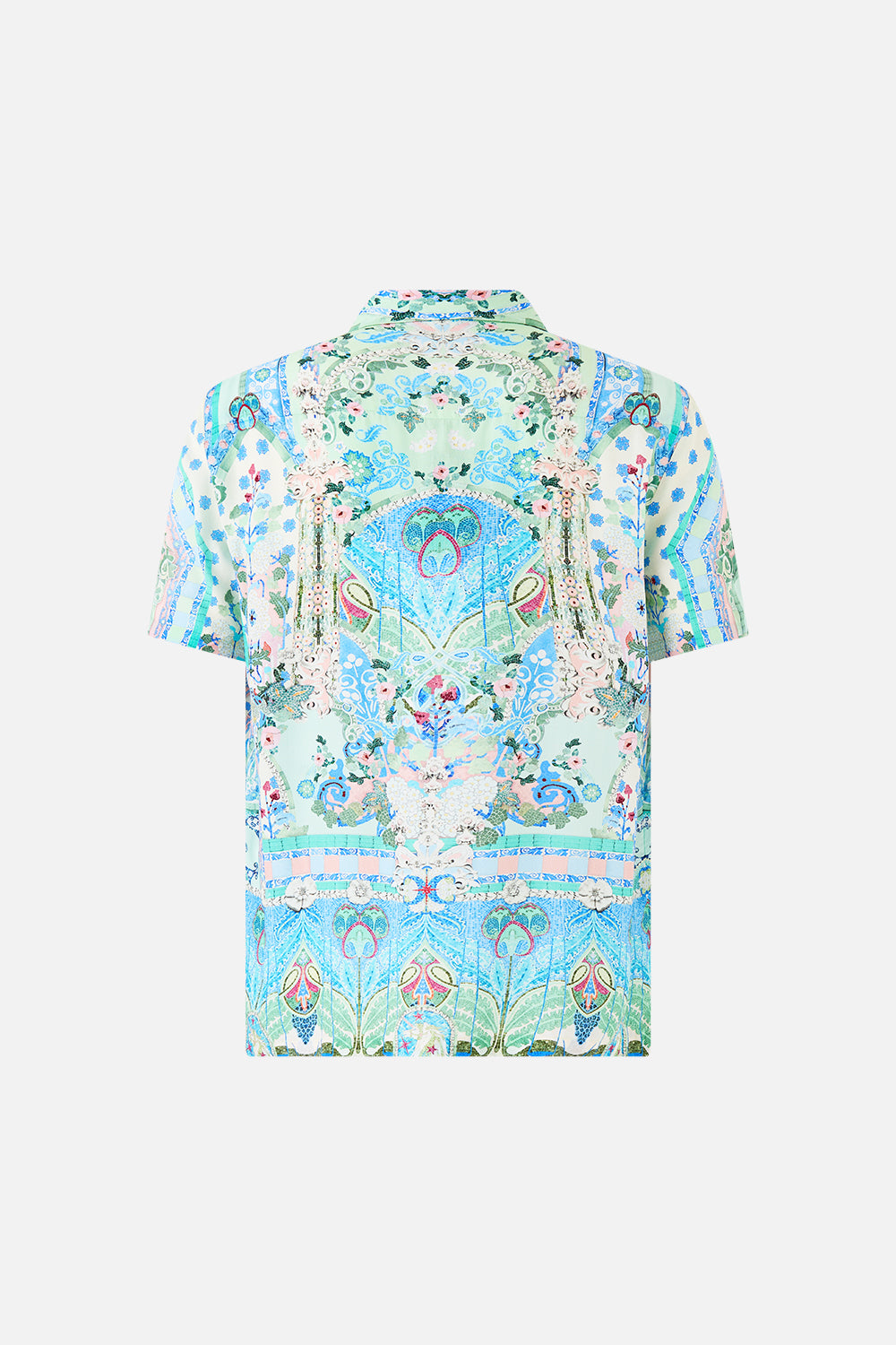 The CAMILLA SHORT SLEEVE CAMP COLLARED SHIRT MIDSUMMER MOSAICS