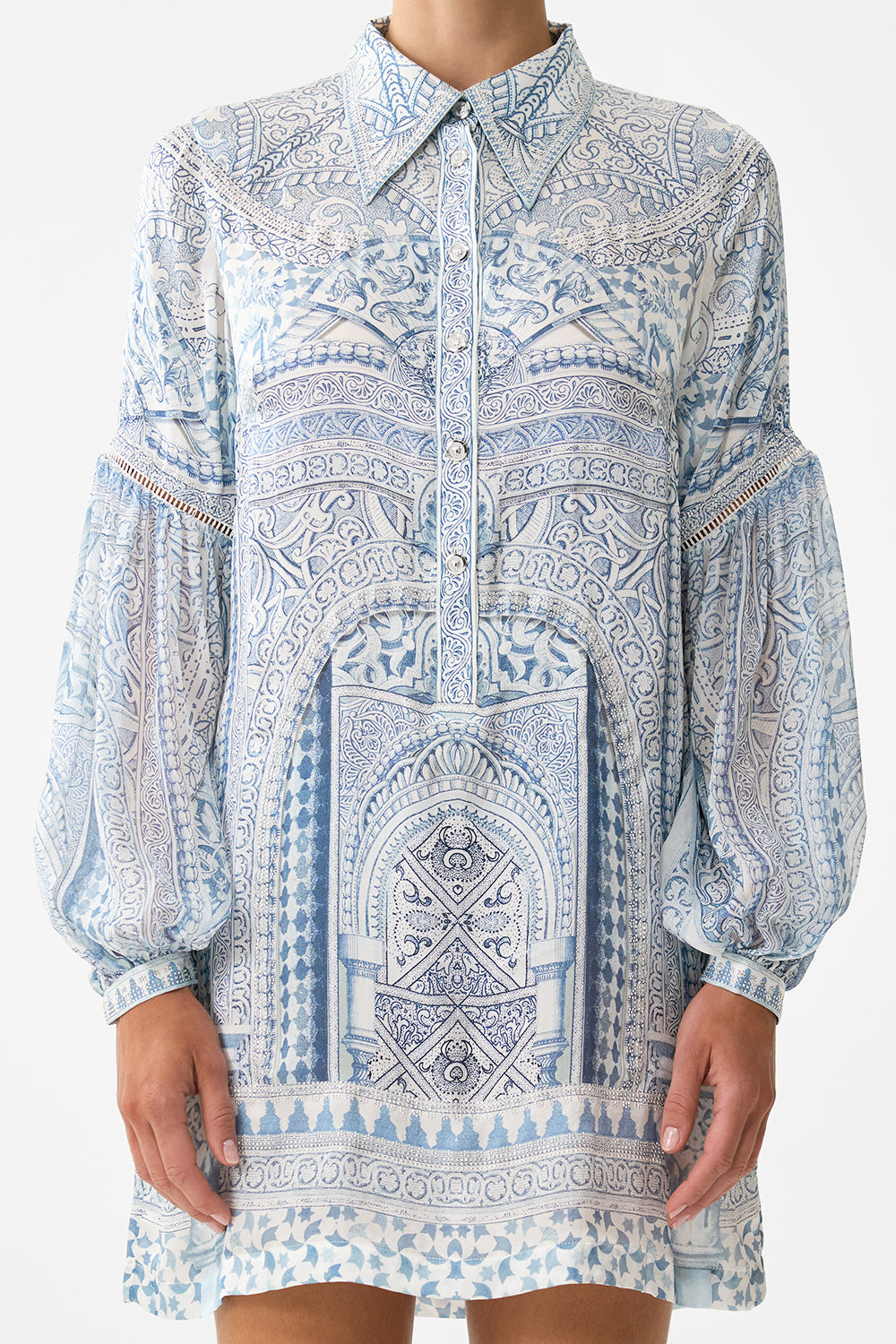 SHIRT DRESS WITH BLOUSON SLEEVE THE HUM OF THE ALHAMBRA