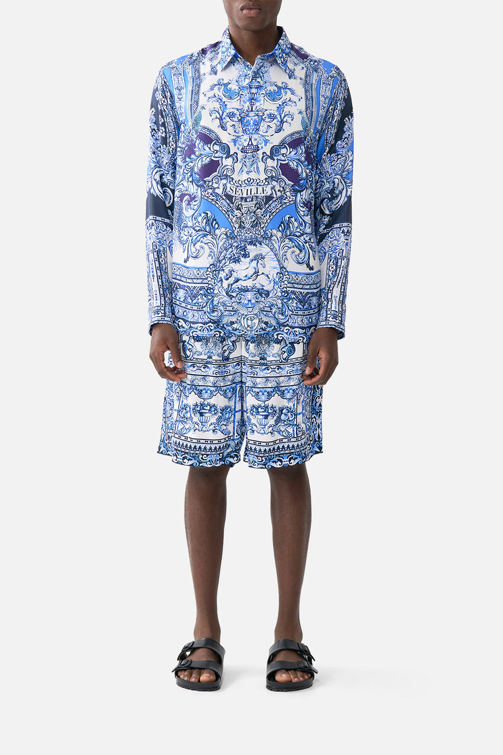 The CAMILLA LONG SLEEVE HIDDEN PLACKET SHIRT A TILED WONDERLANDA TILED WONDERLAND