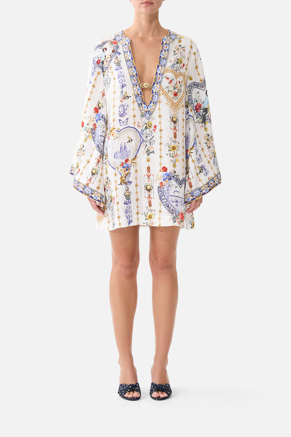 DEEP V NECK HARDWARE SHORT KAFTAN THE POTTERY PARLOUR