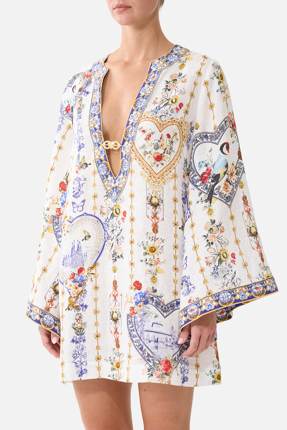 DEEP V NECK HARDWARE SHORT KAFTAN THE POTTERY PARLOUR