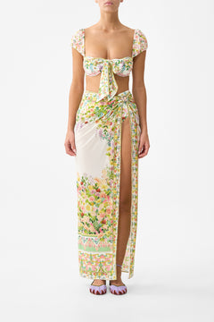 LONG SARONG WITH GATHERED TAB AND LEG SPLIT THE CALL OF CATALONIA