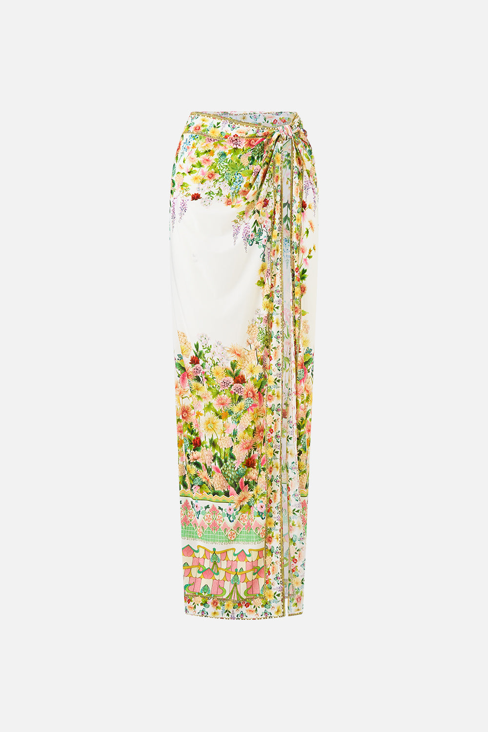 The CAMILLA LONG SARONG WITH GATHERED TAB AND LEG SPLIT THE CALL OF CATALONIA