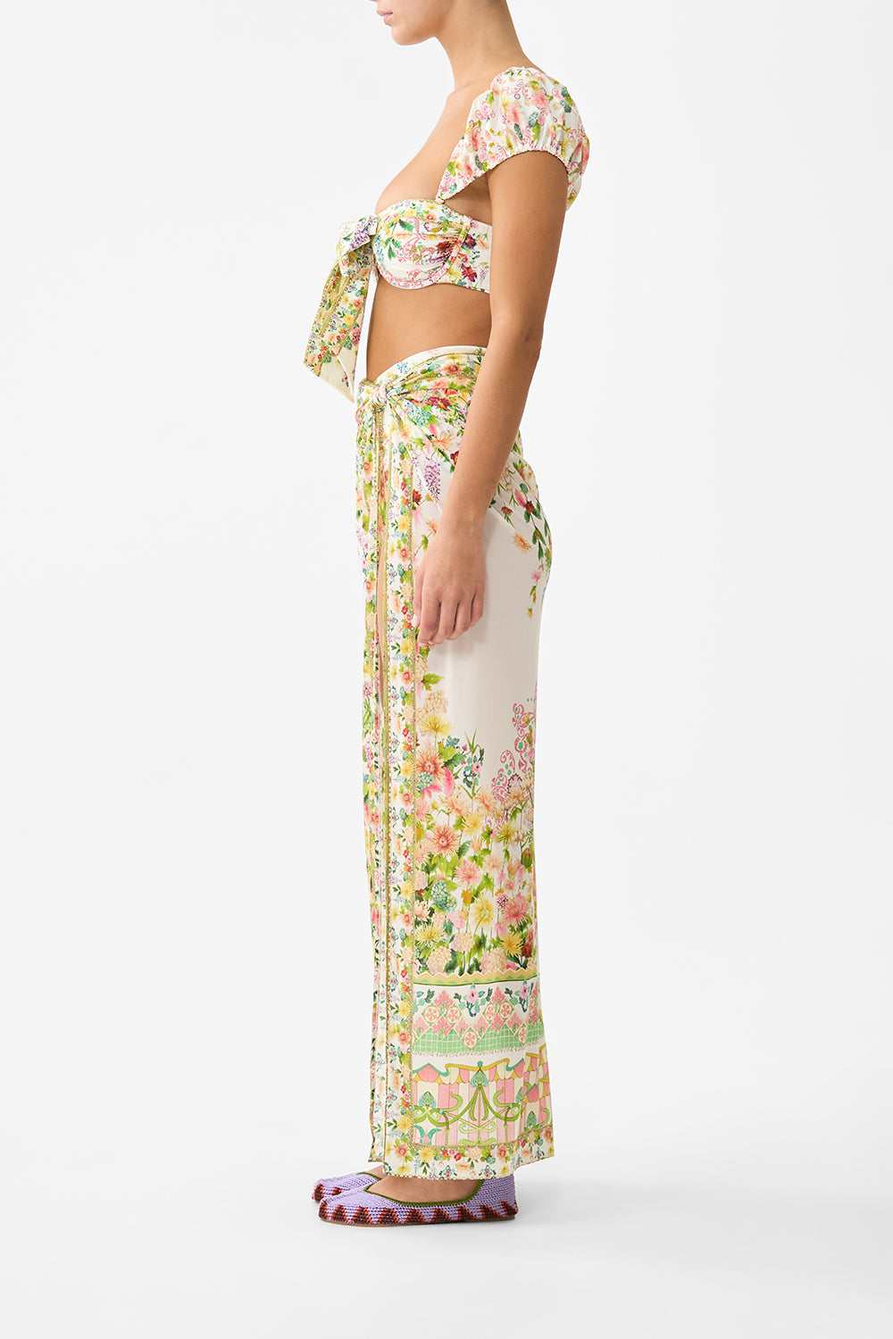 The CAMILLA LONG SARONG WITH GATHERED TAB AND LEG SPLIT THE CALL OF CATALONIA