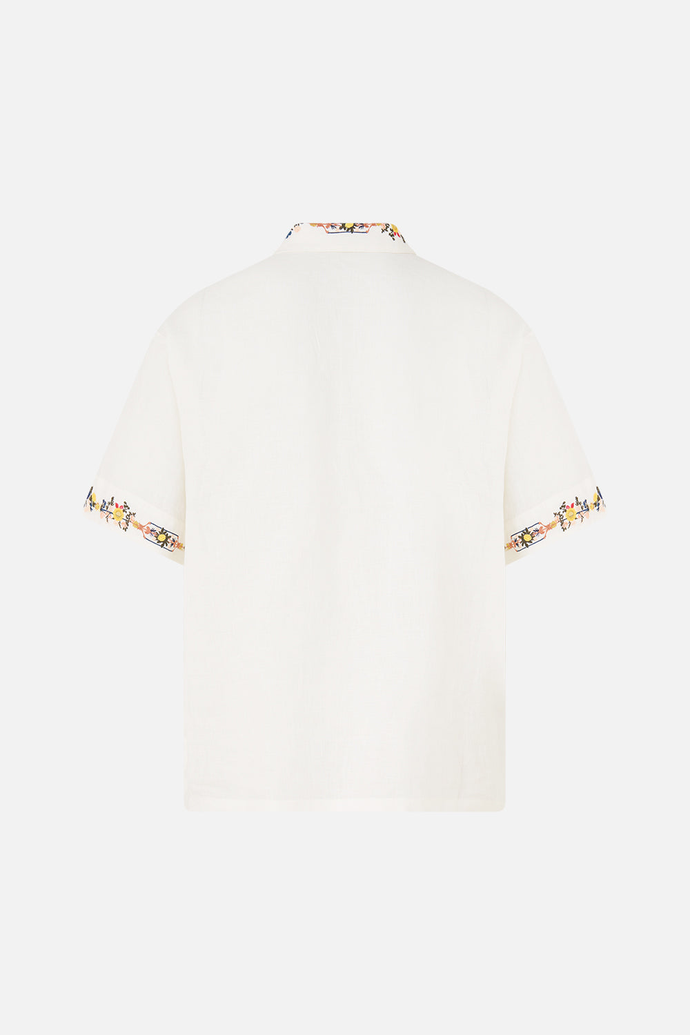 The CAMILLA EMBROIDERED SHORT SLEEVE PLEATED CUBAN SHIRT THE POTTERY PARLOUR