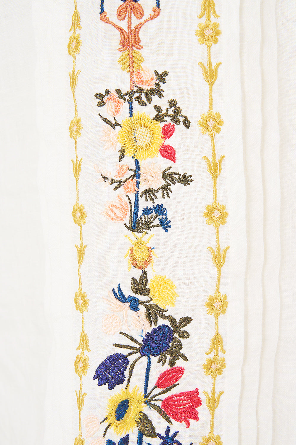 The CAMILLA EMBROIDERED SHORT SLEEVE PLEATED CUBAN SHIRT THE POTTERY PARLOUR