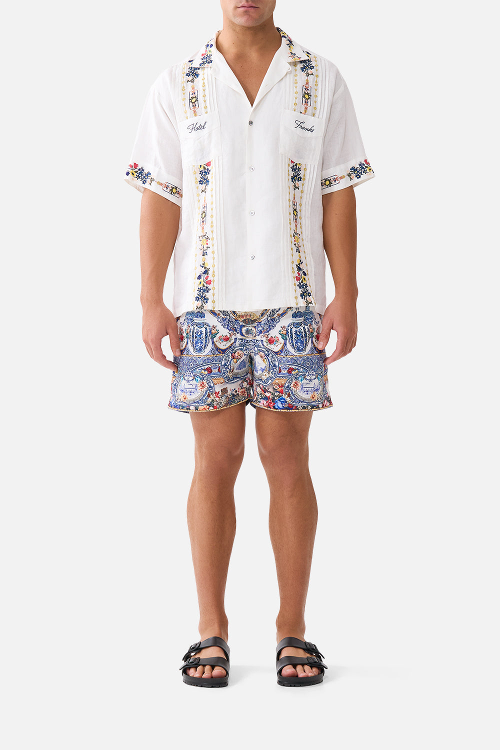 The CAMILLA EMBROIDERED SHORT SLEEVE PLEATED CUBAN SHIRT THE POTTERY PARLOURTHE POTTERY PARLOUR