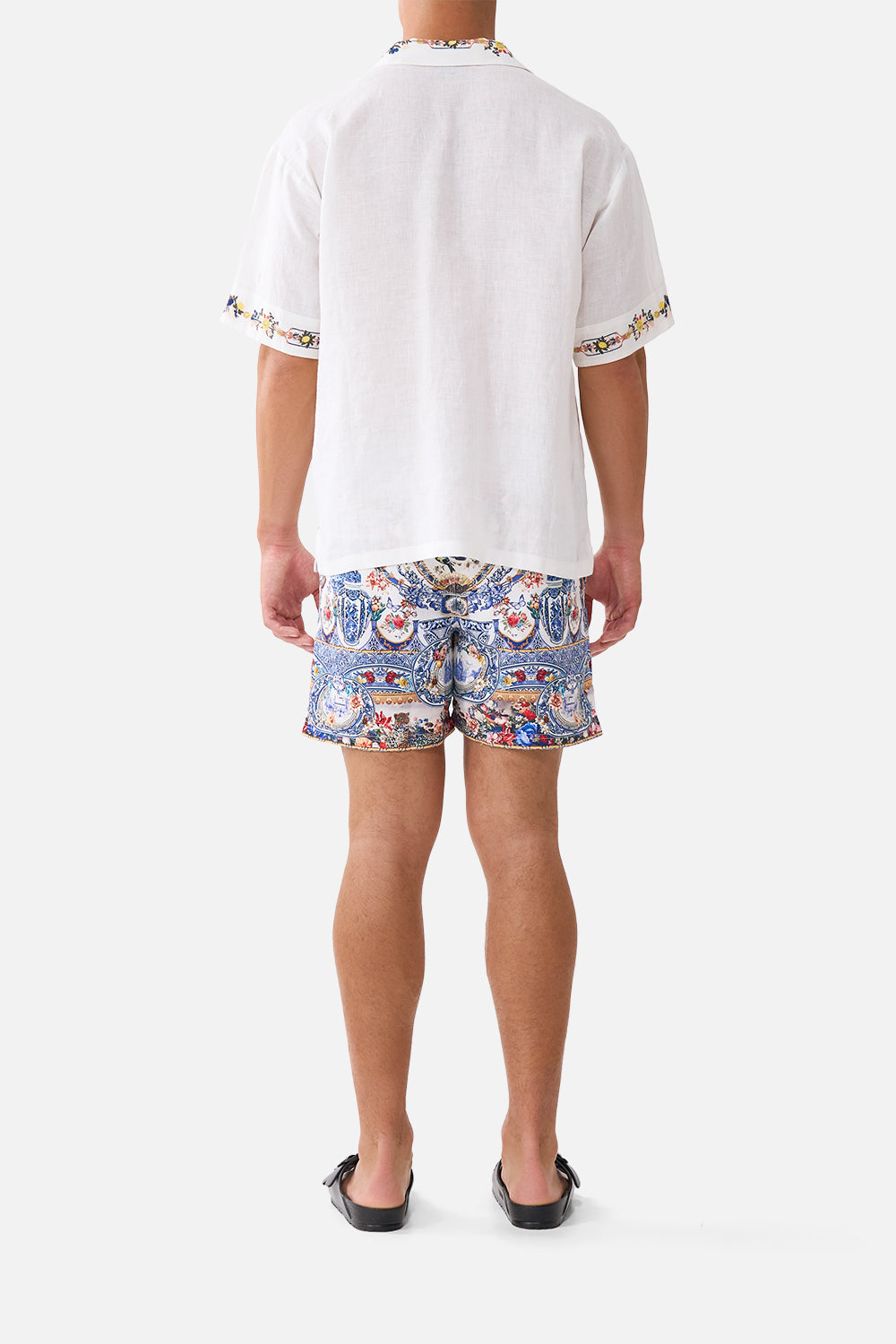 EMBROIDERED SHORT SLEEVE PLEATED CUBAN SHIRT THE POTTERY PARLOUR