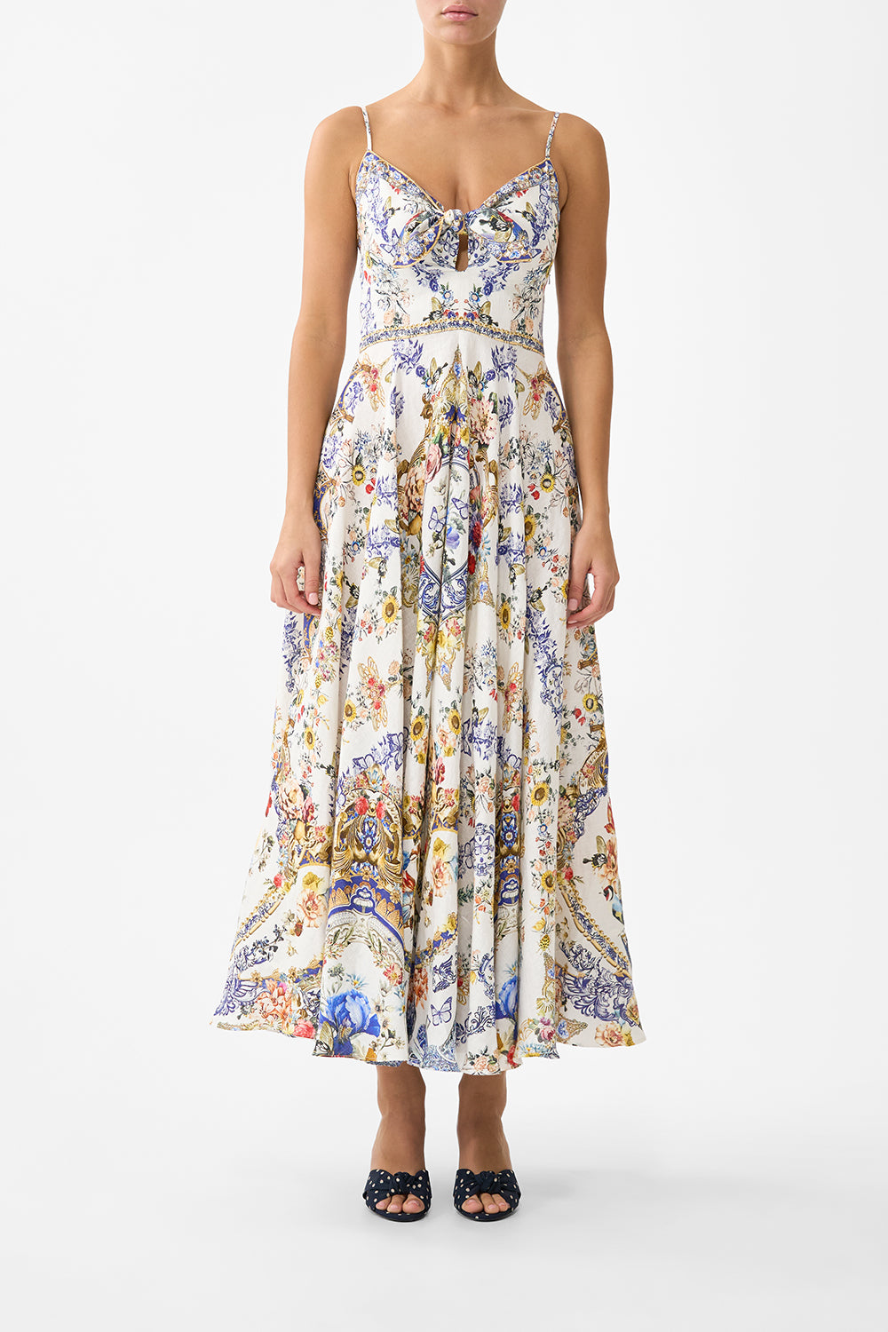 LONG DRESS WITH TIE FRONT THE POTTERY PARLOUR