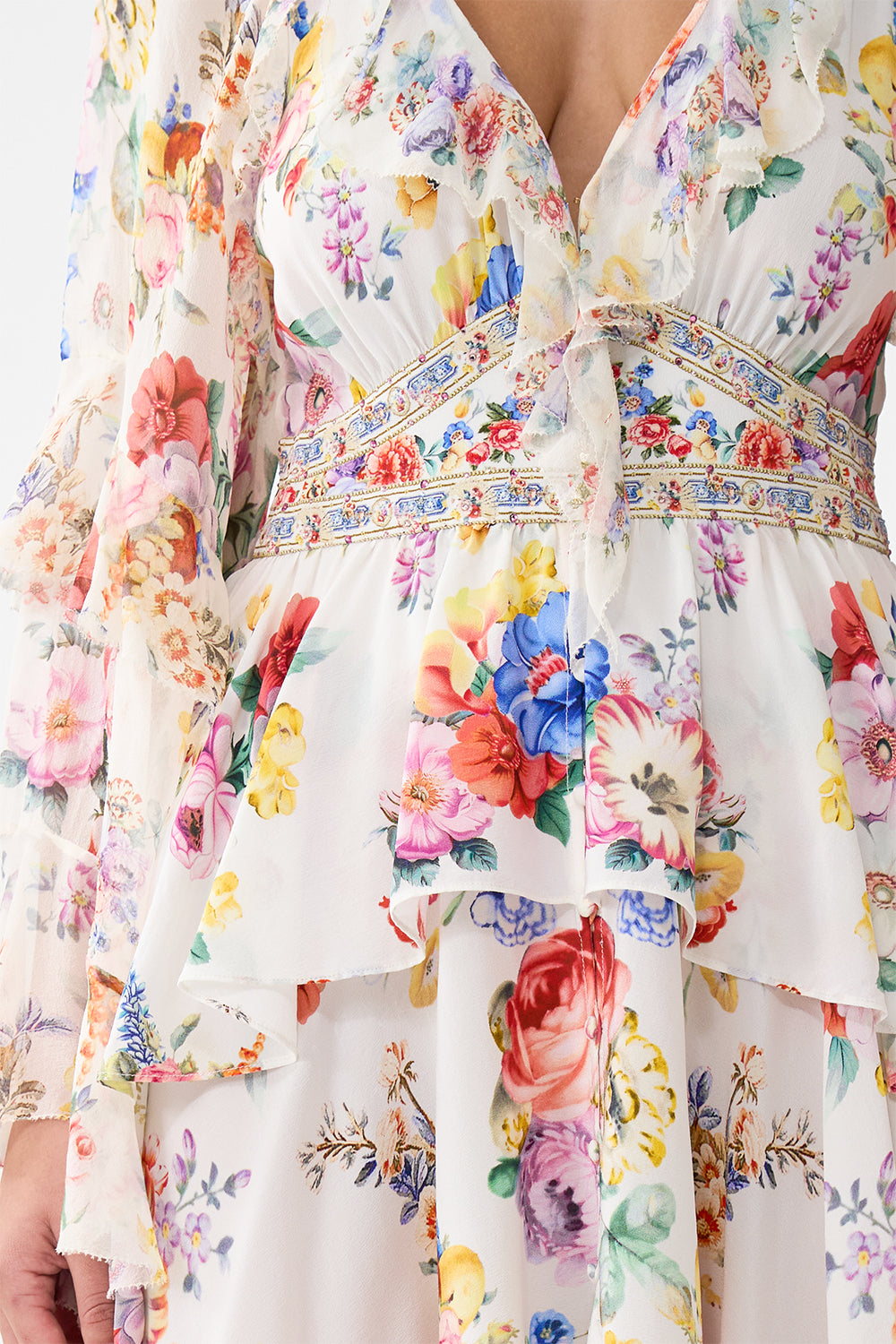 SHORT WAISTBAND DRESS WITH RUFFLE SLEEVE I LEFT MY HEART IN GRANADA