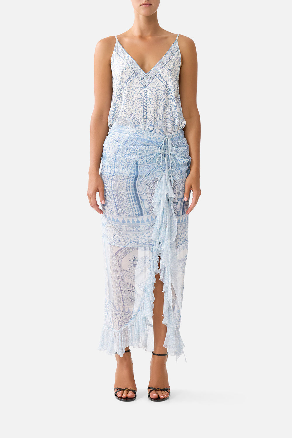 WRAP TIE SKIRT WITH RUFFLE THE HUM OF THE ALHAMBRA