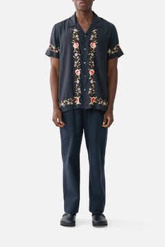 EMBROIDERED SHORT SLEEVE CAMP COLLARED SHIRT DAUGHTERS OF DUENDE