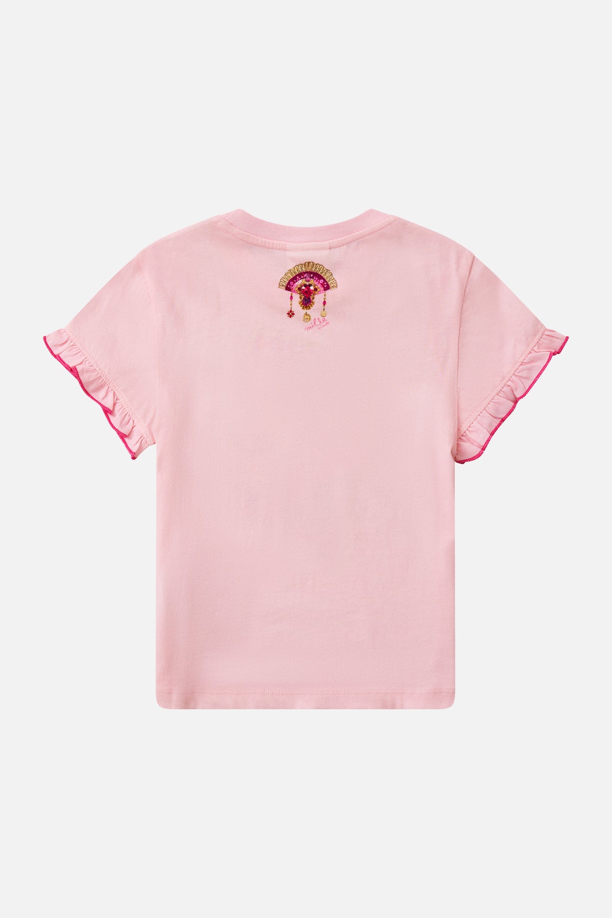 KIDS FRILL SLEEVE TEE WITH BABYLOCKED EDGE FLAMENCO ROSE