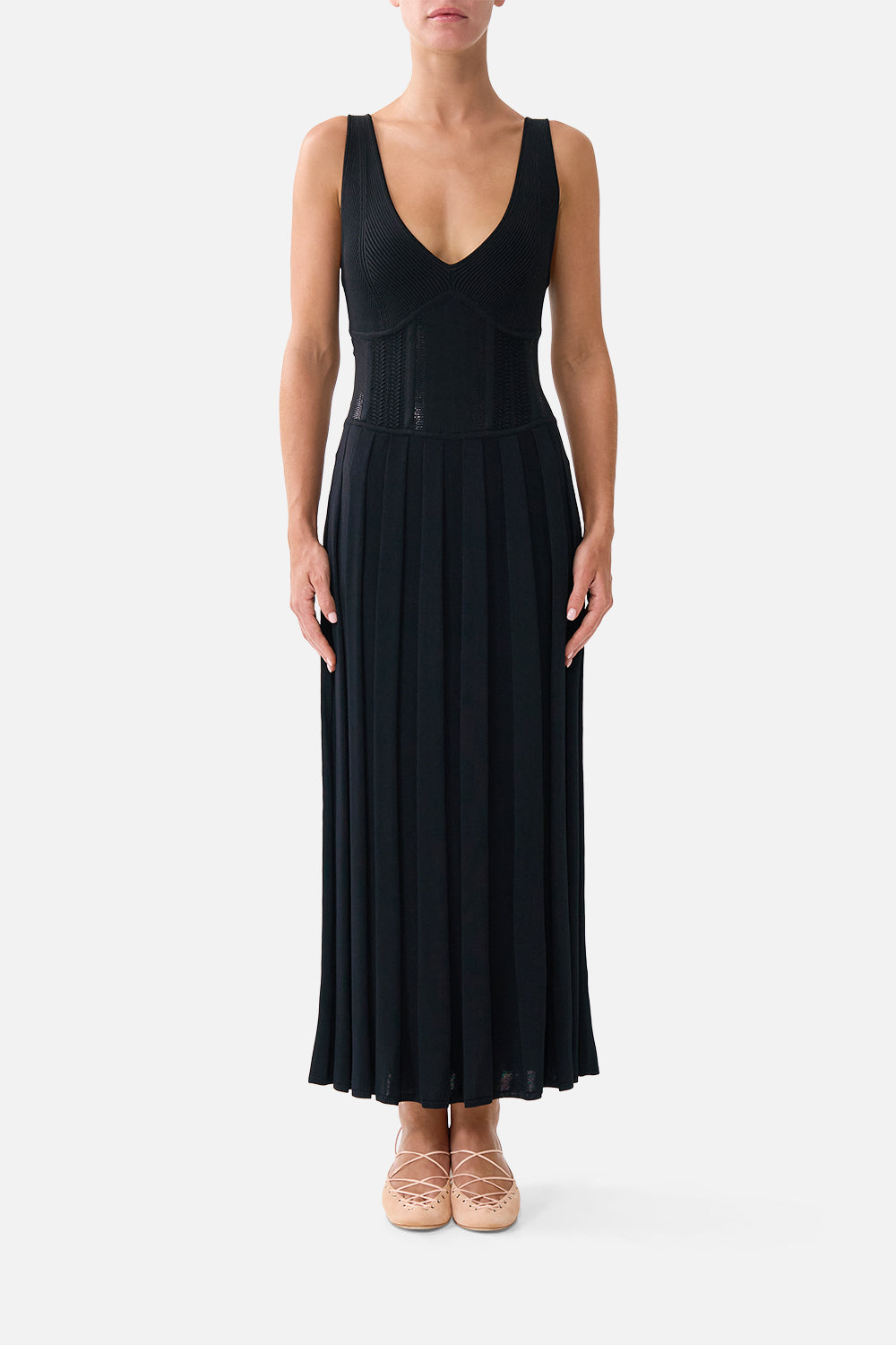 The CAMILLA CORSET DETAIL FLARE KNIT DRESS FLAMENCO FOLKLOREFLAMENCO FOLKLORE