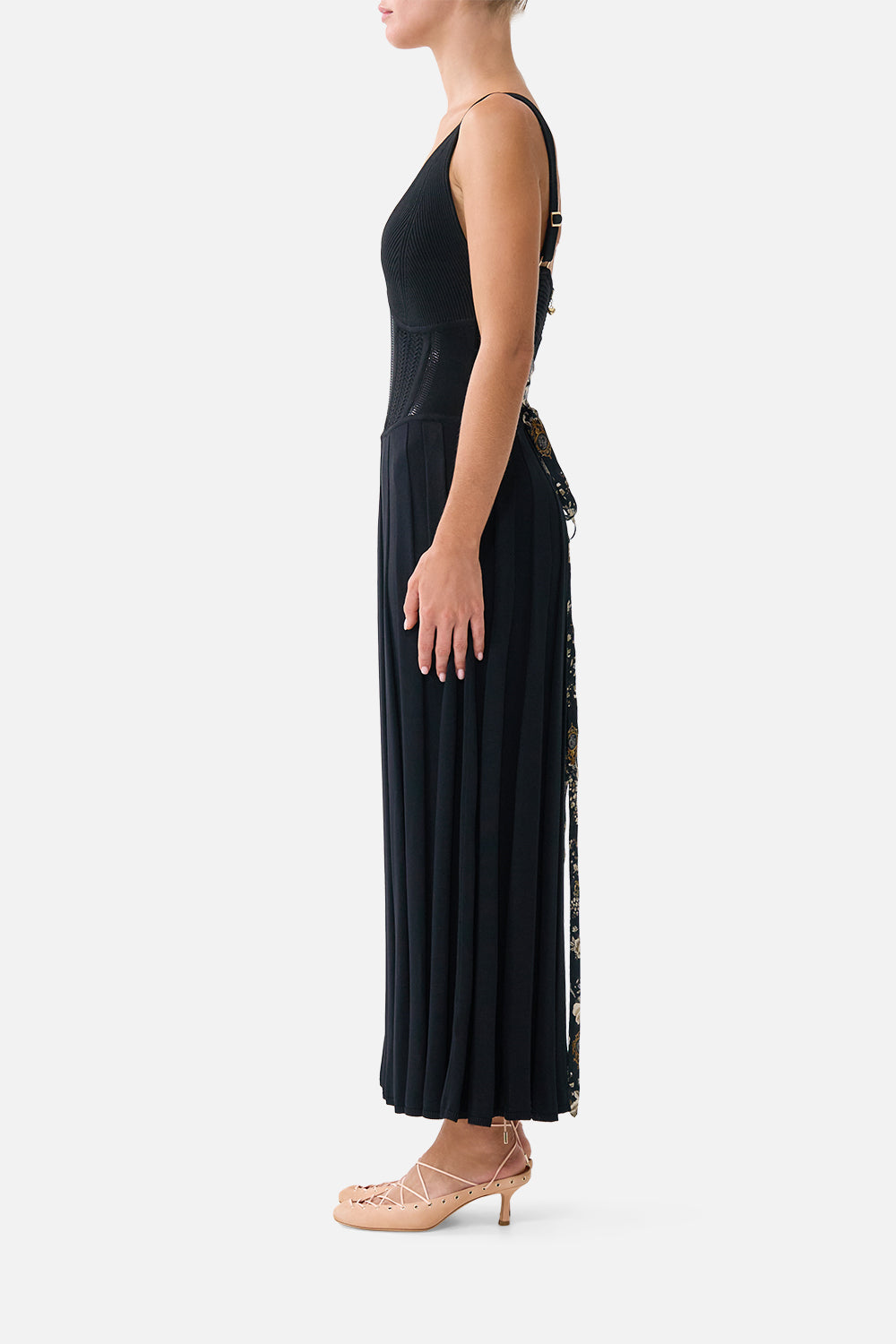 The CAMILLA CORSET DETAIL FLARE KNIT DRESS FLAMENCO FOLKLORE