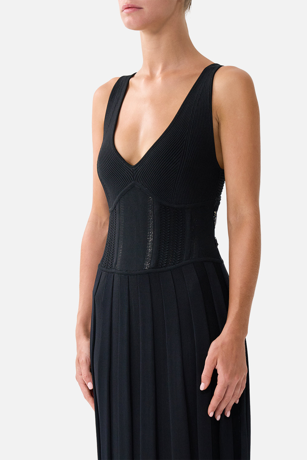 The CAMILLA CORSET DETAIL FLARE KNIT DRESS FLAMENCO FOLKLORE