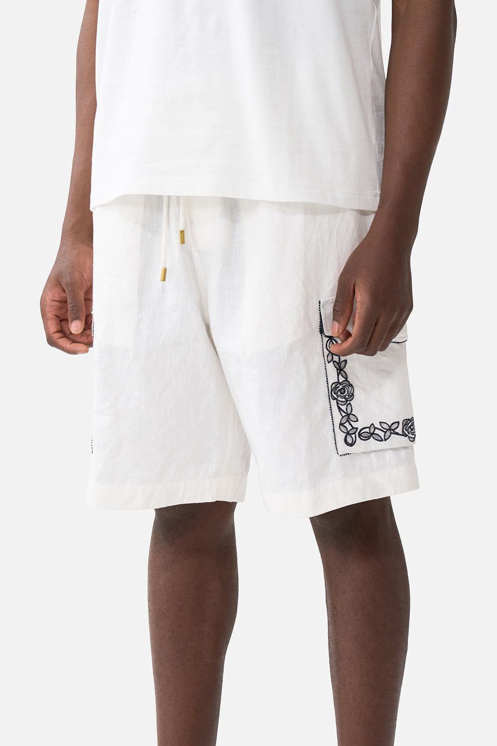 LONG CARGO SHORT WITH ELASTIC WAIST A TILED WONDERLAND
