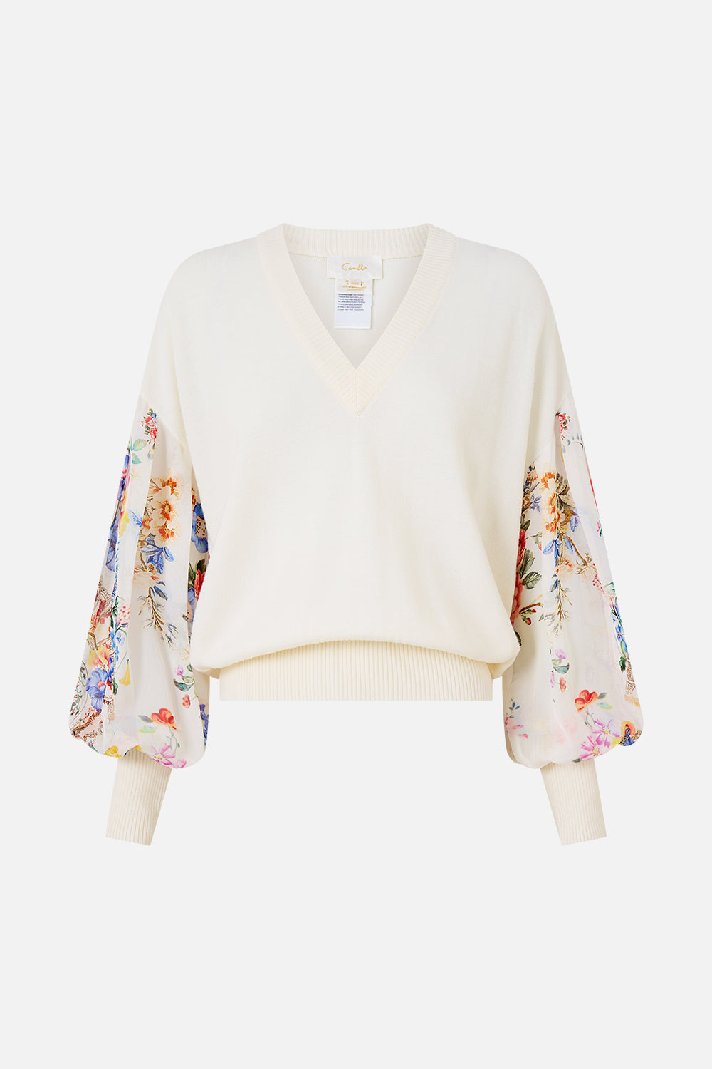 V NECK KNIT JUMPER WITH SILK SLEEVE I LEFT MY HEART IN GRANADA