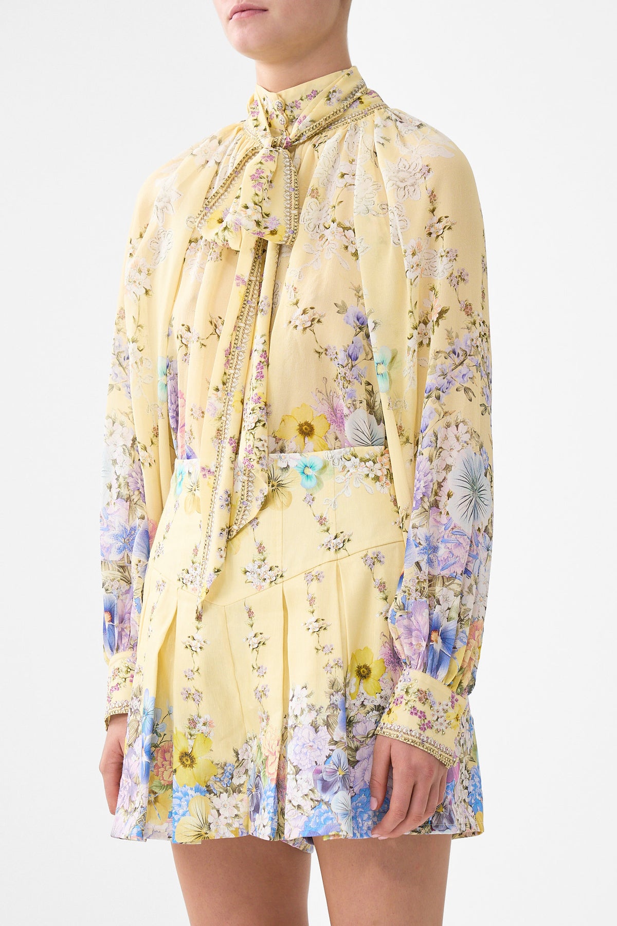 The CAMILLA DETACHABLE PUSSY BOW RAGLAN BLOUSE DARLING BUDS