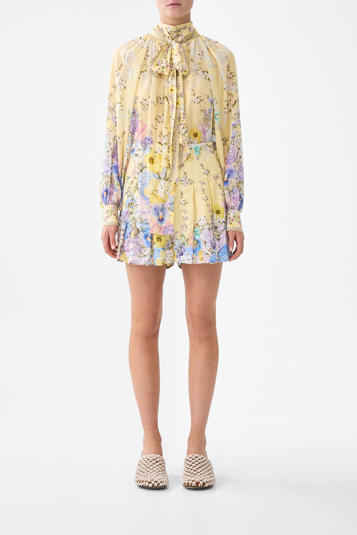 The CAMILLA DETACHABLE PUSSY BOW RAGLAN BLOUSE DARLING BUDS