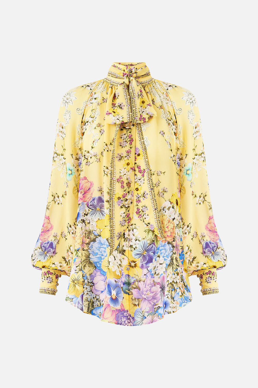 The CAMILLA DETACHABLE PUSSY BOW RAGLAN BLOUSE DARLING BUDS