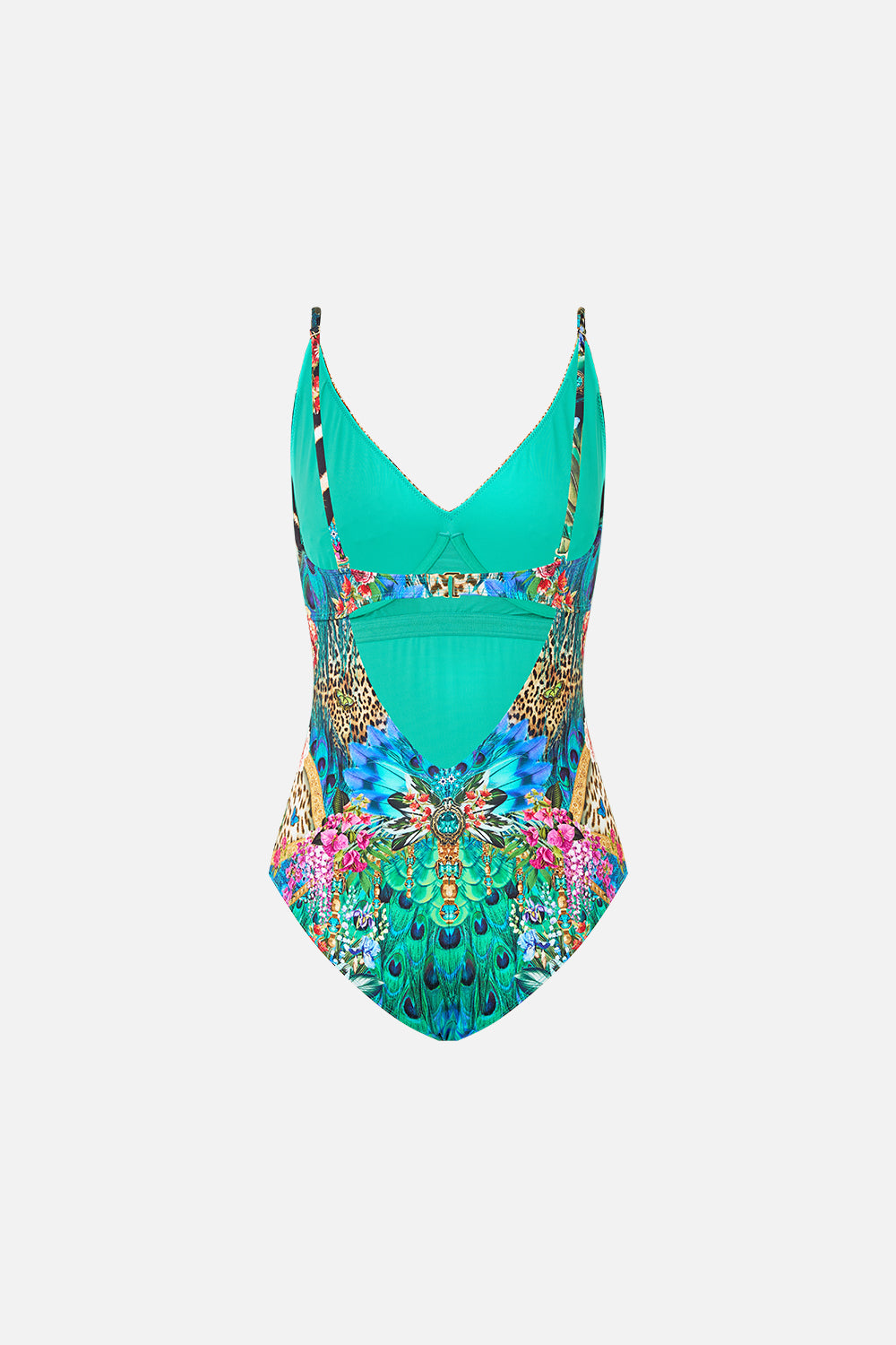 The CAMILLA V NECK UNDERWIRE ONE PIECE WITH BACK CLOSURE ANIMAL ALCHEMY