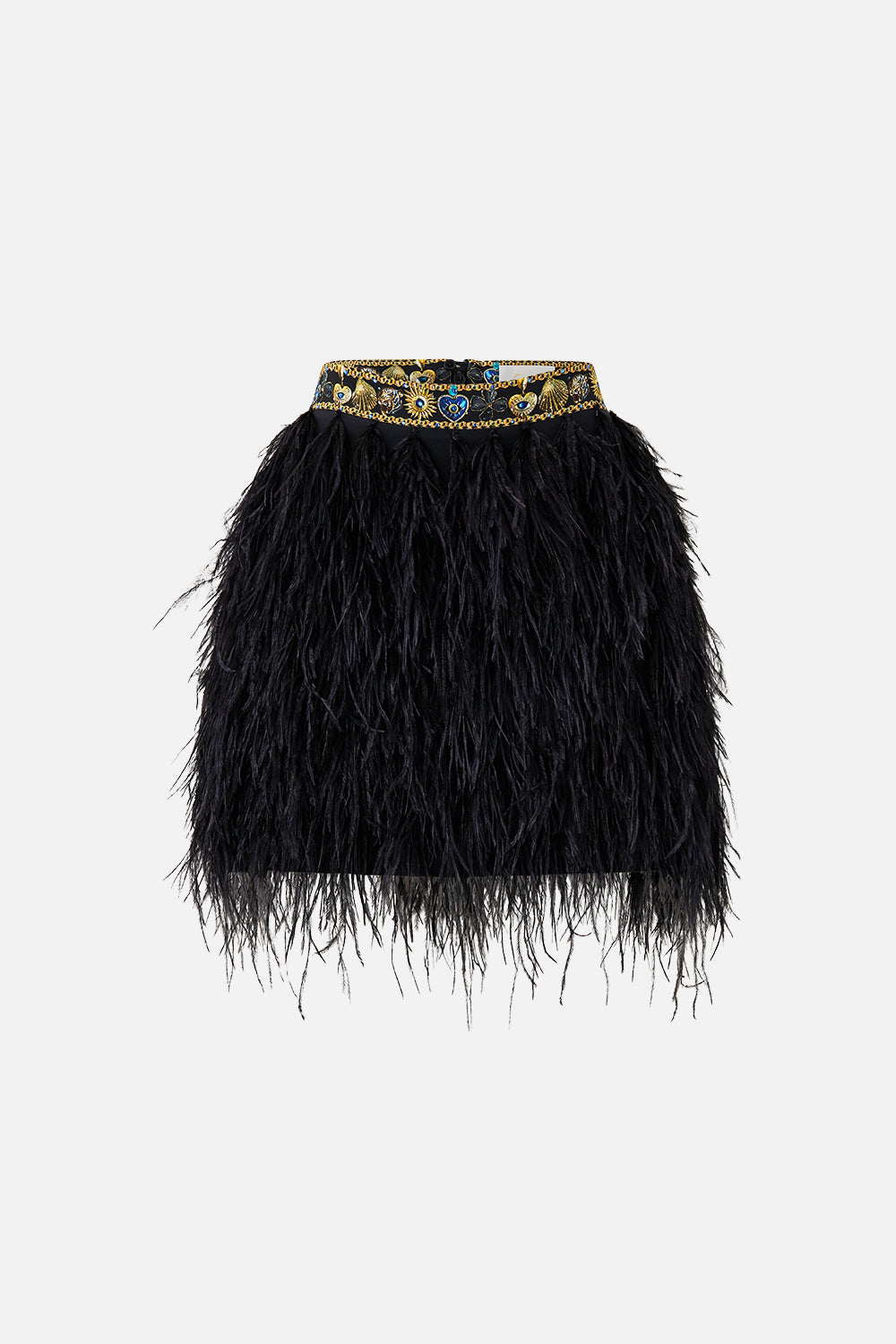 The CAMILLA FEATHER MINI SKIRT AMULETS AND ALCHEMY